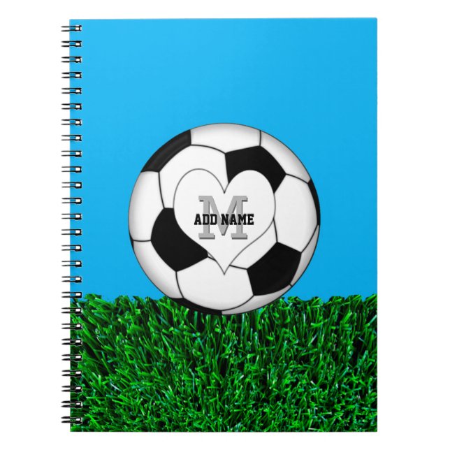 Carnet Ballon de football de monogramme personnalisé (Devant)