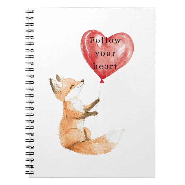 Carnet Ballon en forme de cœur de renard mignon (Devant)