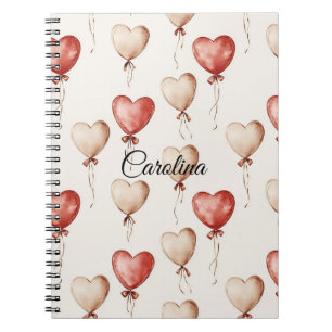 Carnet Ballons Coeur Crème Rouge