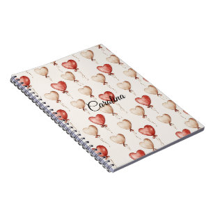 Carnet Ballons Coeur Crème Rouge