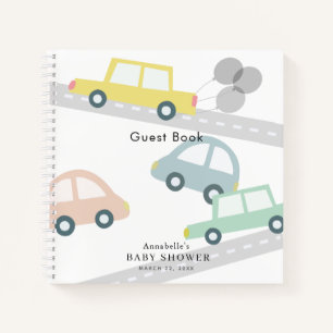 Carnet Ballons de voiture jaune Baby shower blanc