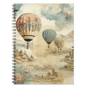 Carnet Balloon vintage à air chaud dans un paysage serein