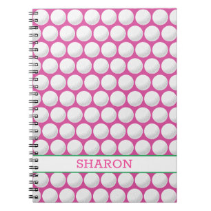 Carnet Balls de golf Nom Pink Green Blanc