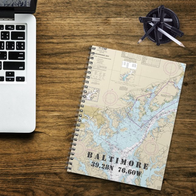 Carnet Baltimore MD Latitude Longitude Carte marine (Authentic Nautical Chart Baltimore MD Notebook)