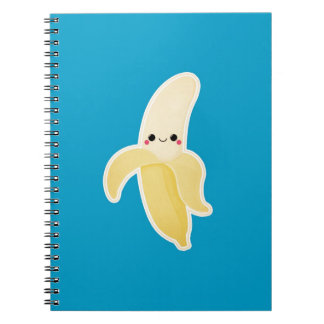 Carnet Banane de Kawaii sur le bleu