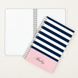 Carnet Bande blanche et bleu marine