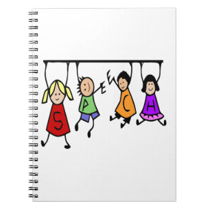 Carnet Bande dessinée mignonne d'enfants tenant des mots