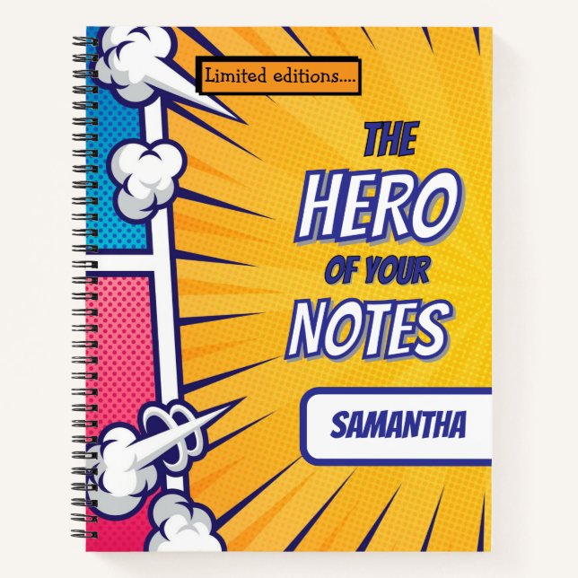 Carnet Bande dessinée superhéros cool nom personnalisé te (Devant)