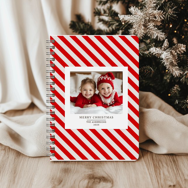 Carnet "Bande rouge avec photo Joyeux Noël et nom (Créateur téléchargé)