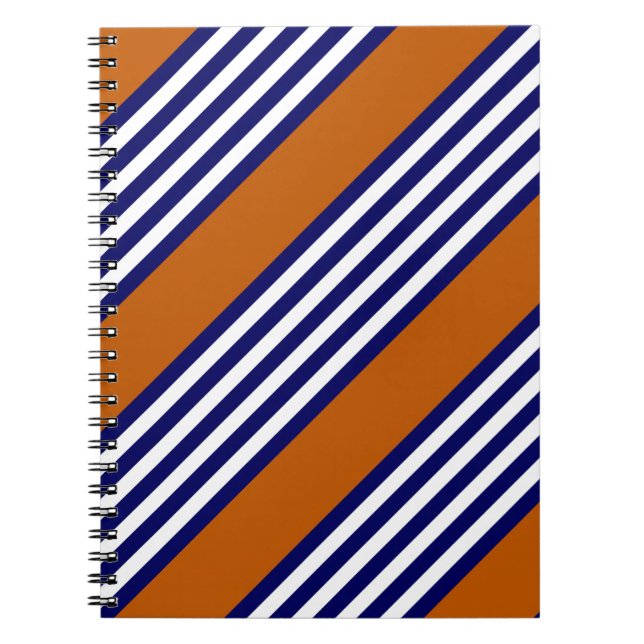 Carnet Bandes bleu marine et blanc avec orange brûlé (Devant)