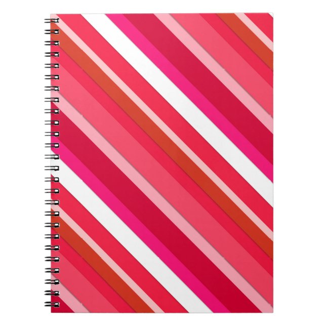 Carnet Bandes de bonbons en couches - rouge, rose et blan (Devant)
