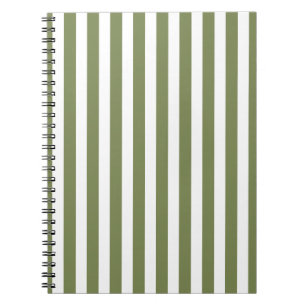 Carnet Bandes de bonbons vert olive et blanc