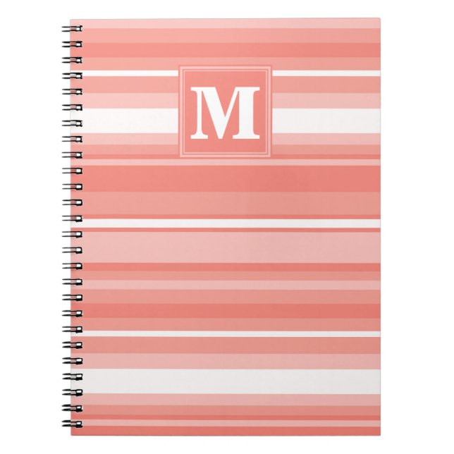 Carnet Bandes de corail monogramme (Devant)
