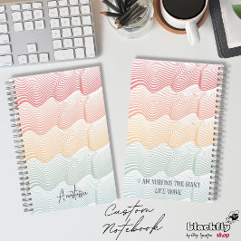 Carnet Bandes de couleur ondulée avec votre NOM | élégant