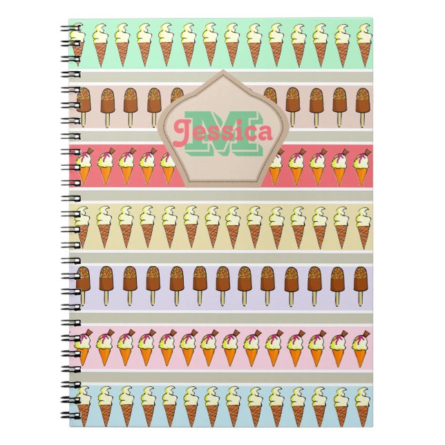 Carnet Bandes de crème glacée personnalisées (Devant)