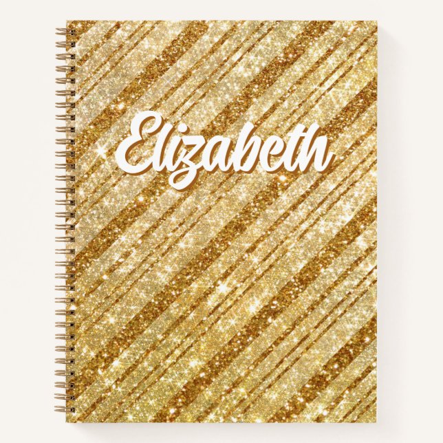 Carnet Bandes diagonales de Parties scintillant d'or (Devant)