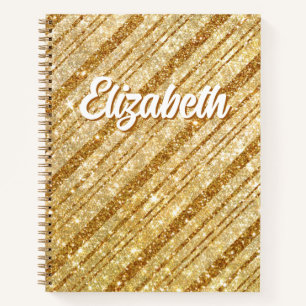 Carnet Bandes diagonales en paillettes dorées