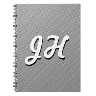 Carnet Bandes minces en noir et blanc   Initiales retro-s