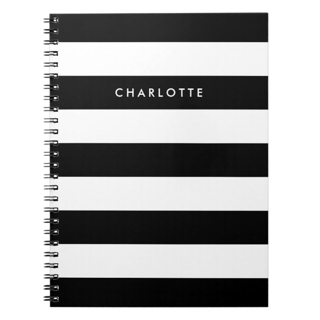 Carnet Bandes noir et blanc personnalisées (Devant)
