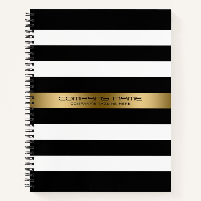 Carnet Bandes noires et blanches Accent or (Devant)