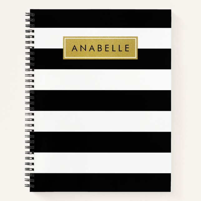 Carnet Bandes noires et blanches, Gravées, Lignes, Votre  (Devant)