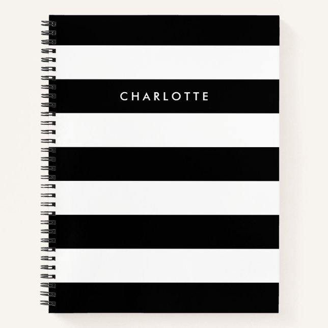 Carnet Bandes noires et blanches personnalisées (Devant)