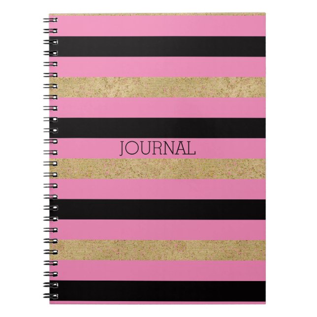 Carnet Bandes noires rose or (Devant)