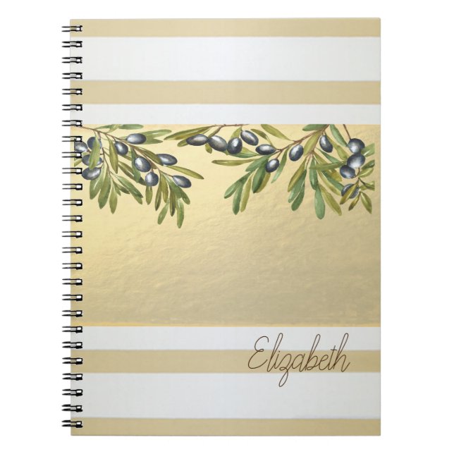 Carnet Bandes Or Modernes, Branches Olive (Devant)