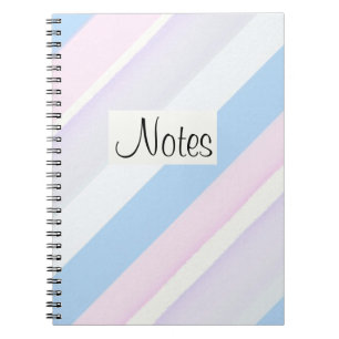 Carnet Bandes pastel bleu blanc et rose