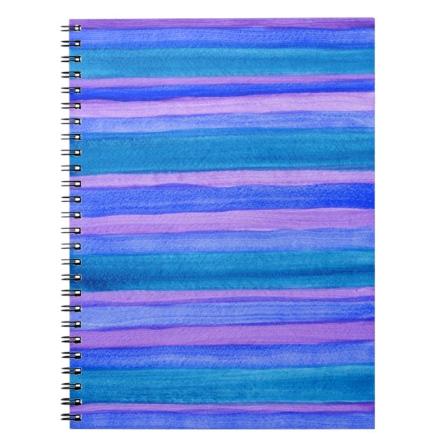 Carnet Bandes peintes : Turquoise, Bleu, Violet (Devant)