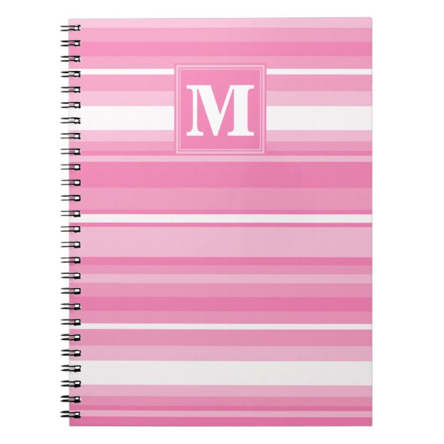 Carnet Bandes rose monogramme (Devant)