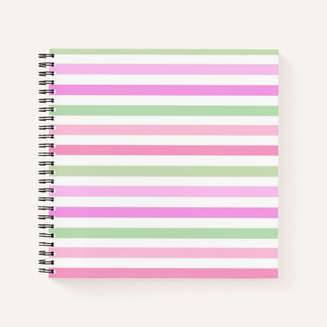 Carnet Bandes, rose, vert (Devant)