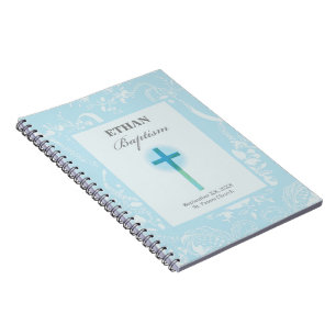 Carnet Baptême de garçon au dentelle bleue