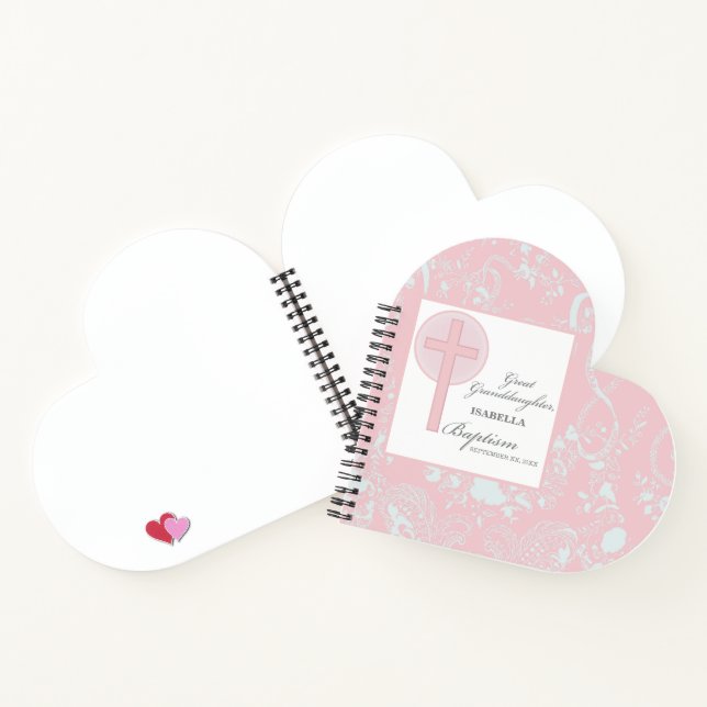 Carnet Baptême Grande Petite-Fille Dentelle Rose Personna (Intérieur)
