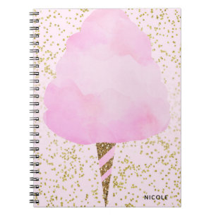 Carnet Barbe à papa rose et confettis dorés Paillettes Fé