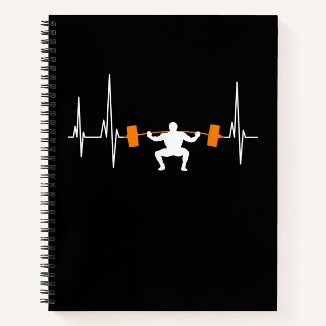 Carnet Barbell Weightlifting Heartbeat Bodybuilding (Devant)