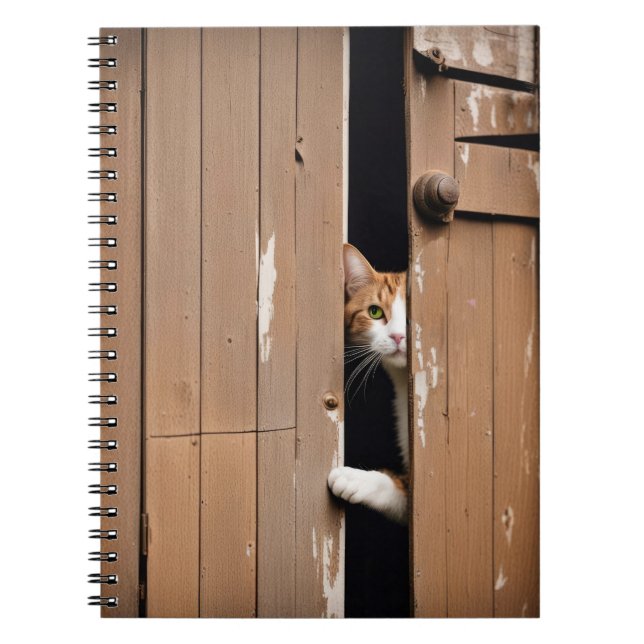 Carnet Barn Chat Jeter Un Regard Autour De La Porte (Devant)