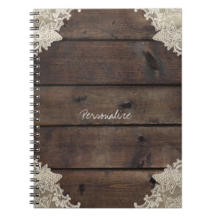 Carnet Barne rustique Bois & dentelle Romantique Elégante