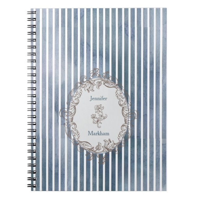 Carnet Baroque Bleu Gris Aquarelle (Devant)