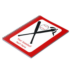 Carnet Baseball croisé chauves-souris et casquette noir, 