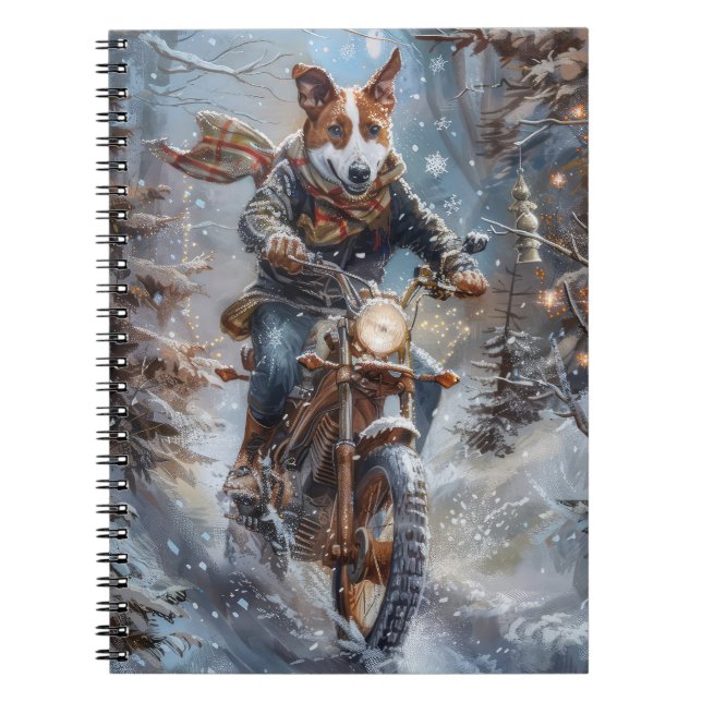 Carnet Basenji Chien équitation Moto Noël (Devant)