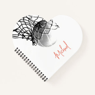 Carnet Basket-ball noir et blanc & Net Votre nom