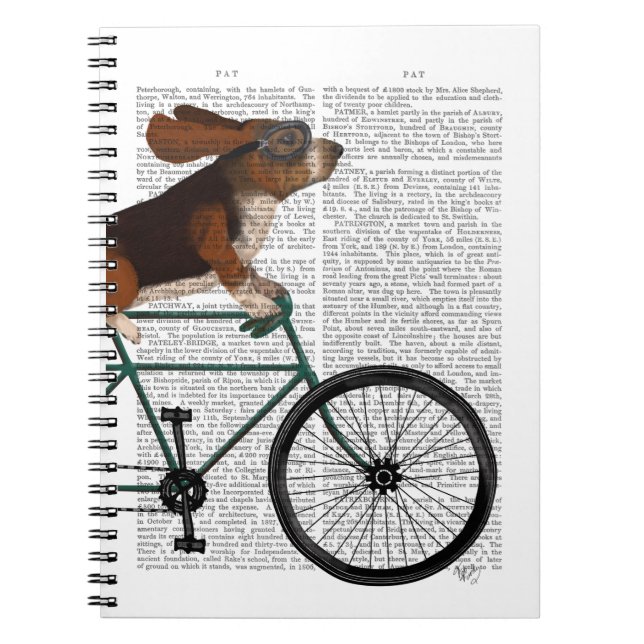 Carnet Basset Hound sur vélo (Devant)