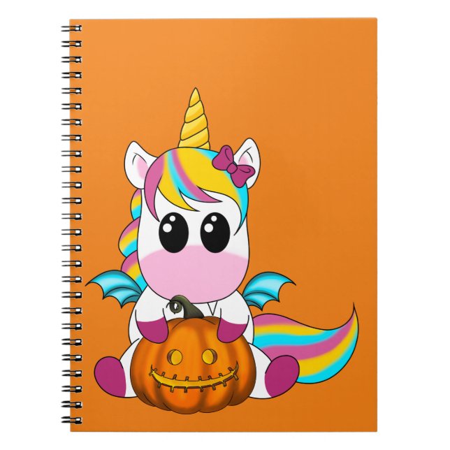Carnet Bat licorne avec citrouille Halloween (Devant)