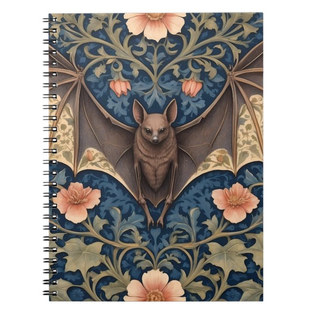 Carnet Bat volant élégant William Morris Inspiré Floral (Devant)
