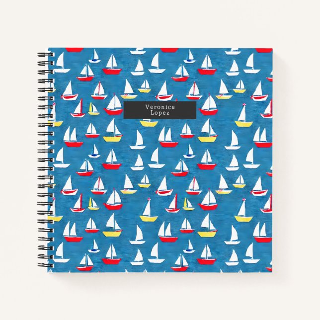 Carnet Bateaux à voile Motif bleu (Devant)
