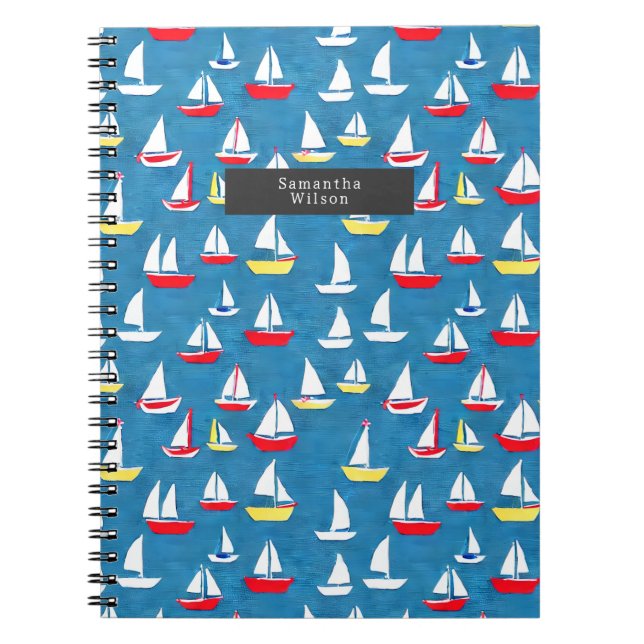 Carnet Bateaux à voile Motif Preppy Blue (Devant)