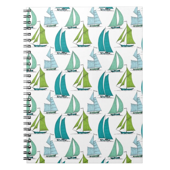 Carnet Bateaux À Voile Sur Le Motif De L'Eau (Devant)