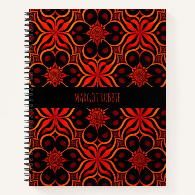 Carnet Batik indonésien Abstrait Rouge Floral (Devant)