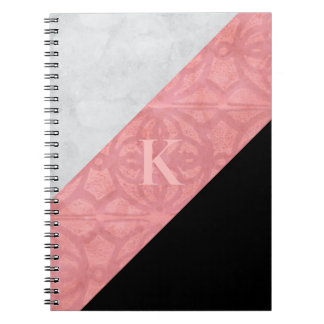 Carnet Batik Rose Ruddy Et Aquarelle Noire Monogramme